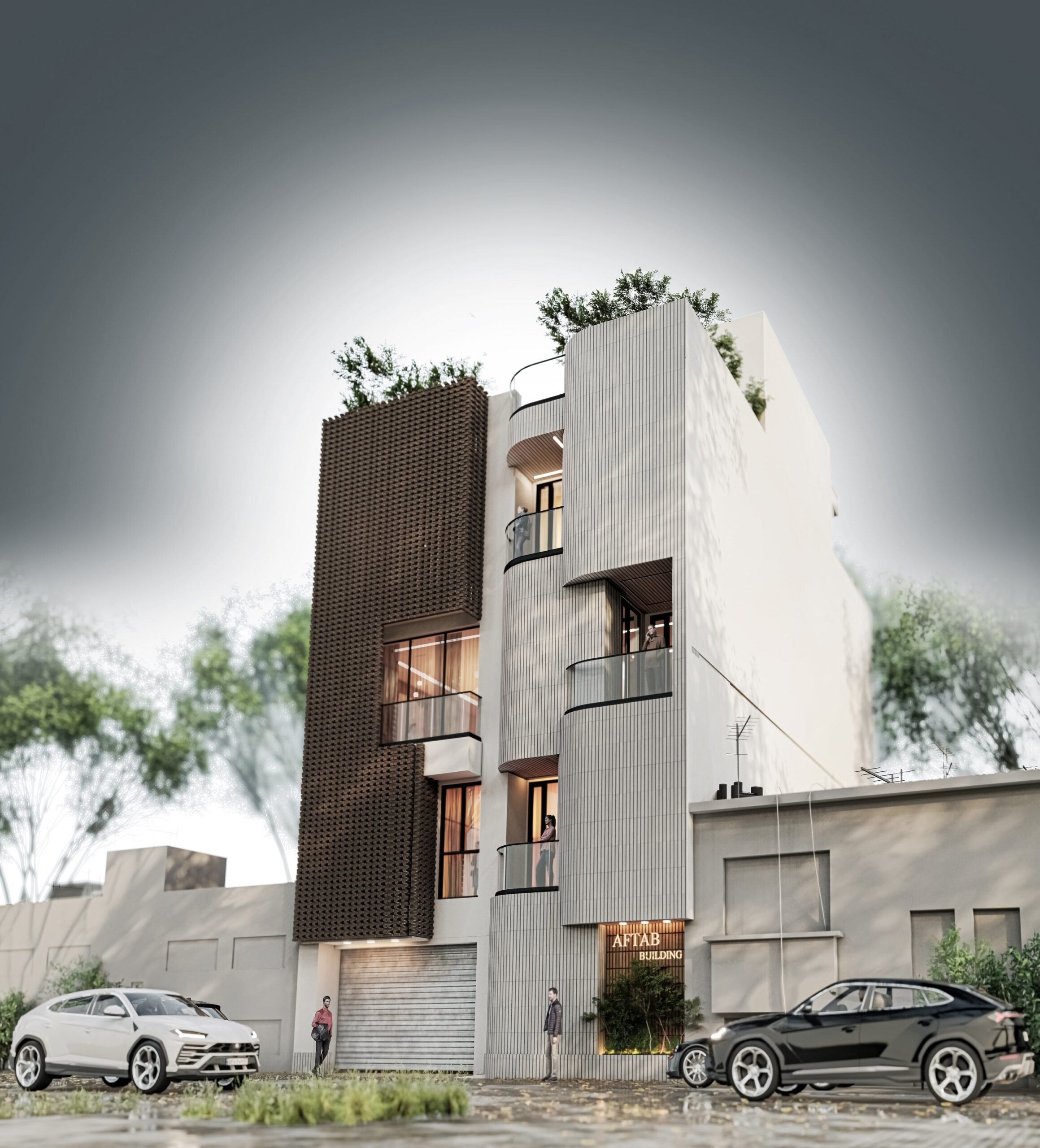 طراحی نمای مدرن آپارتمان آفتاب در بوشهر دفتر طراحی مسرور